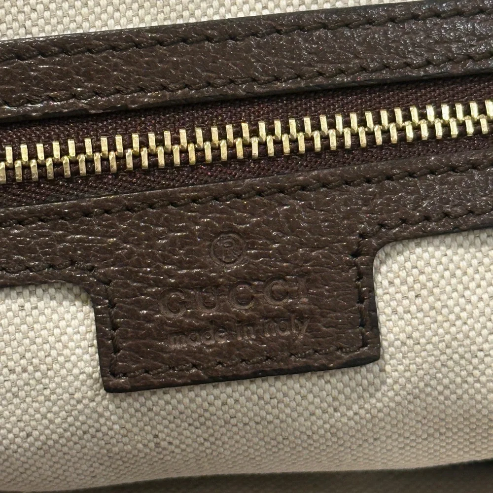 Authentic Gucci Monogram Jumbo GG Textured Calfskin Ophidia Tote Camel Ebony✨ - Picture 16 of 17